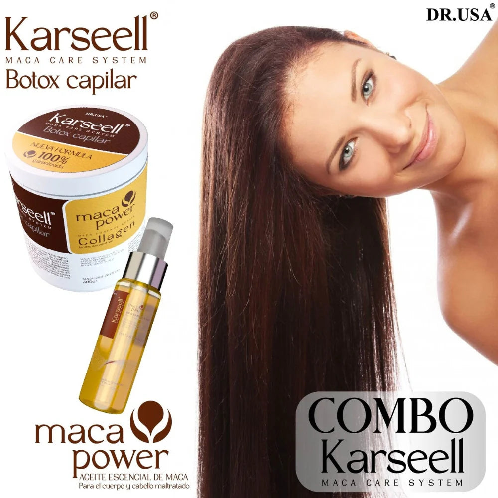 🔥 ¡Dile adiós al cabello seco y quebradizo y luce un pelo de salón en casa! ✨ MASCARILLA CAPILAR KARSEELL 300ml + OIL 60ml