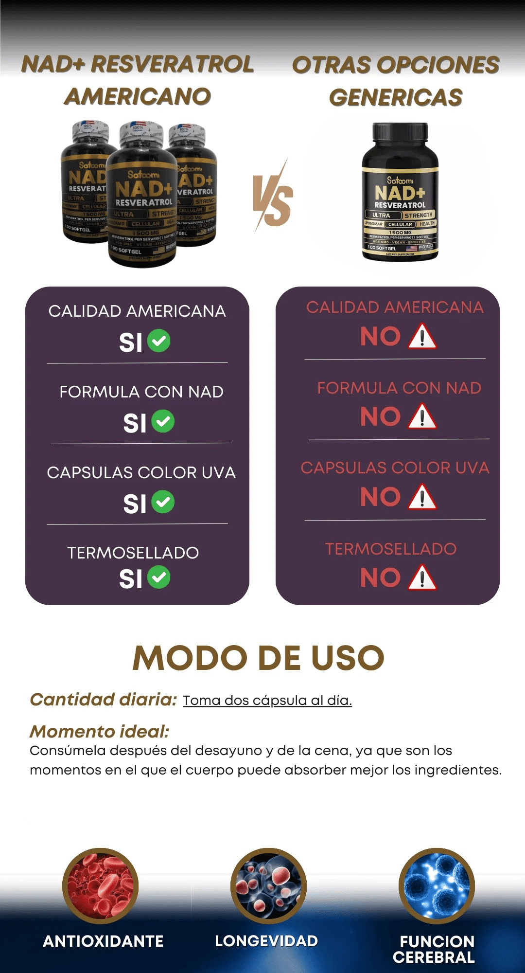 Restaura tua Juventud y Energía en Solo 7 Dias ”Con NAD+ & Resveratrol: El combo natural más poderoso para longevidad, enfoque mental y vitalidad total ¡Con Garantía o No Pagas!