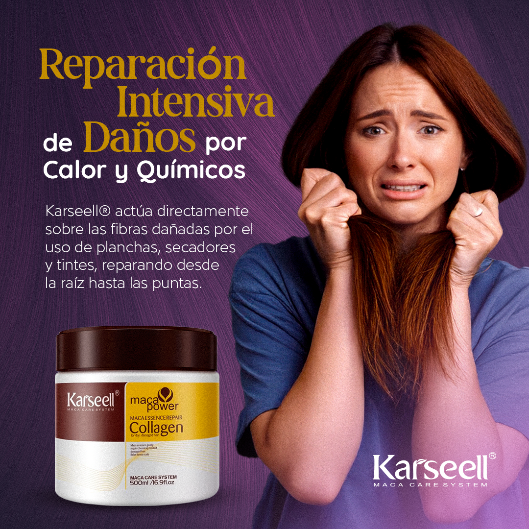 🔥 ¡Dile adiós al cabello seco y quebradizo y luce un pelo de salón en casa! ✨ MASCARILLA CAPILAR KARSEELL 300ml + OIL 60ml